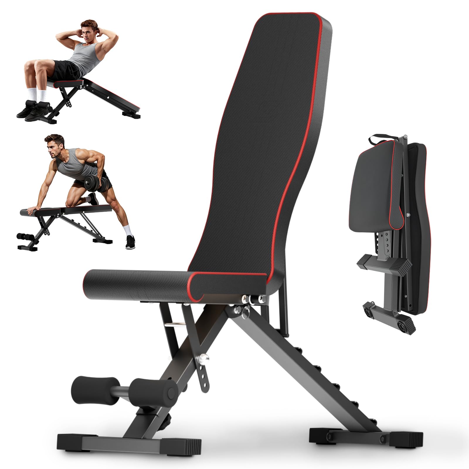 2026 1000LBS Adjustable Weight Bench, Multi-Functional Incline Decline Flat Bench Press, Foldable Full Body Dumbbell Workout Bench for Home Gym Weight Training, Sit Ups, Space-Saving Fitness Equipment