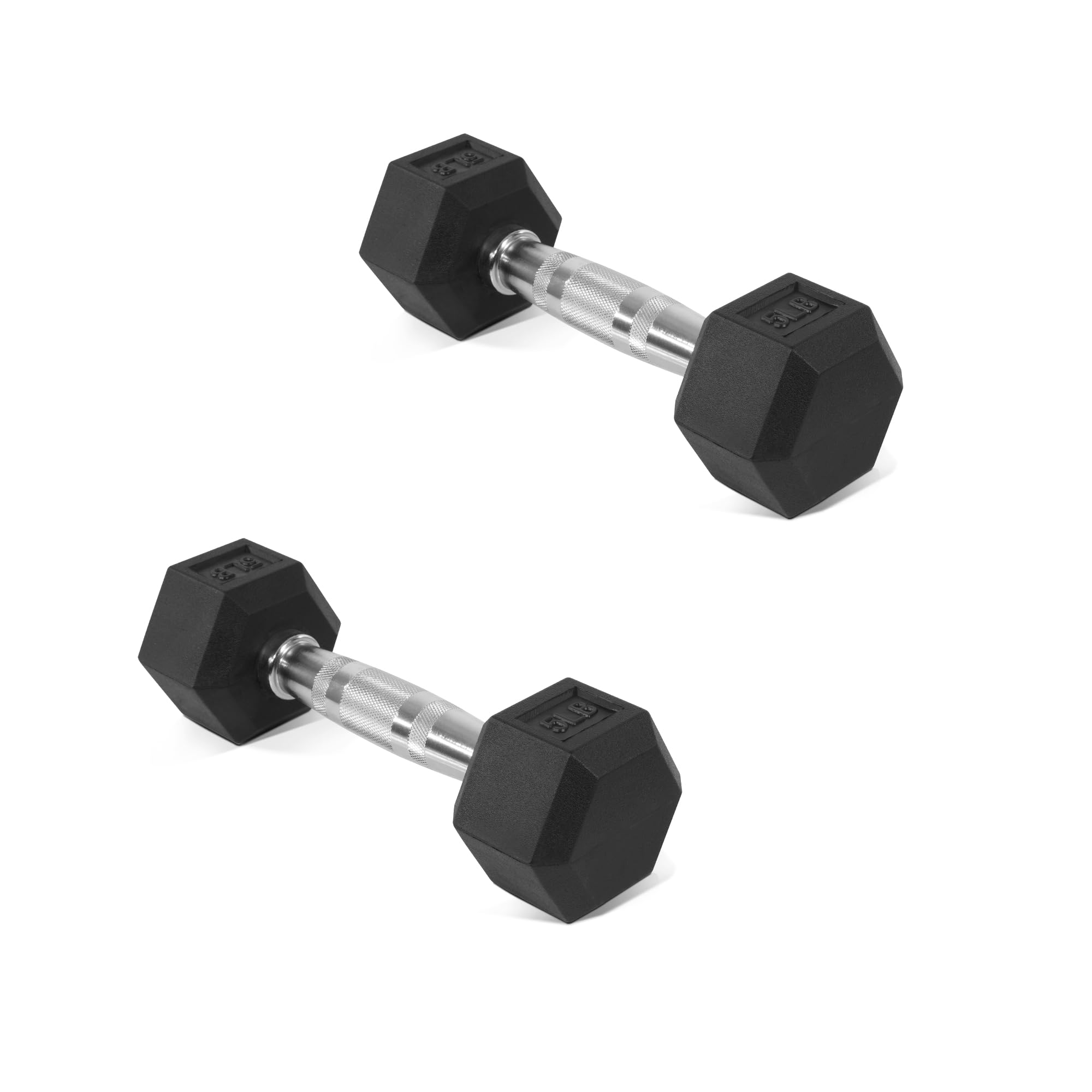 Fitvids Hex Dumbbells Rubber Coated Hand Weights for Exercises and Fitness Home Gym, 5-50 LB Pair