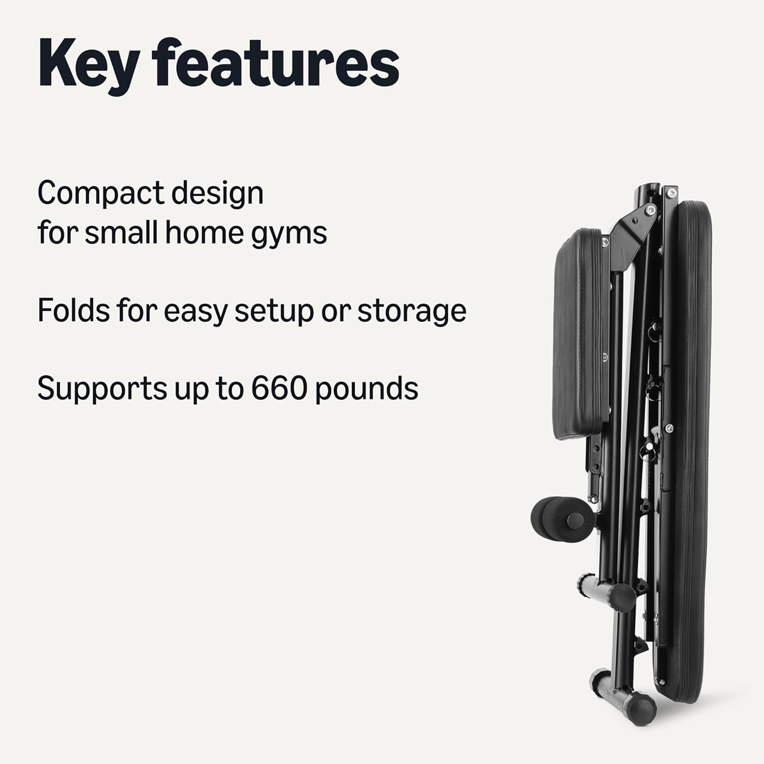 Amazon Basics Adjustable Workout Weight Bench Press, Foldable for Home Gym, Supports up to 660 Pounds, Black