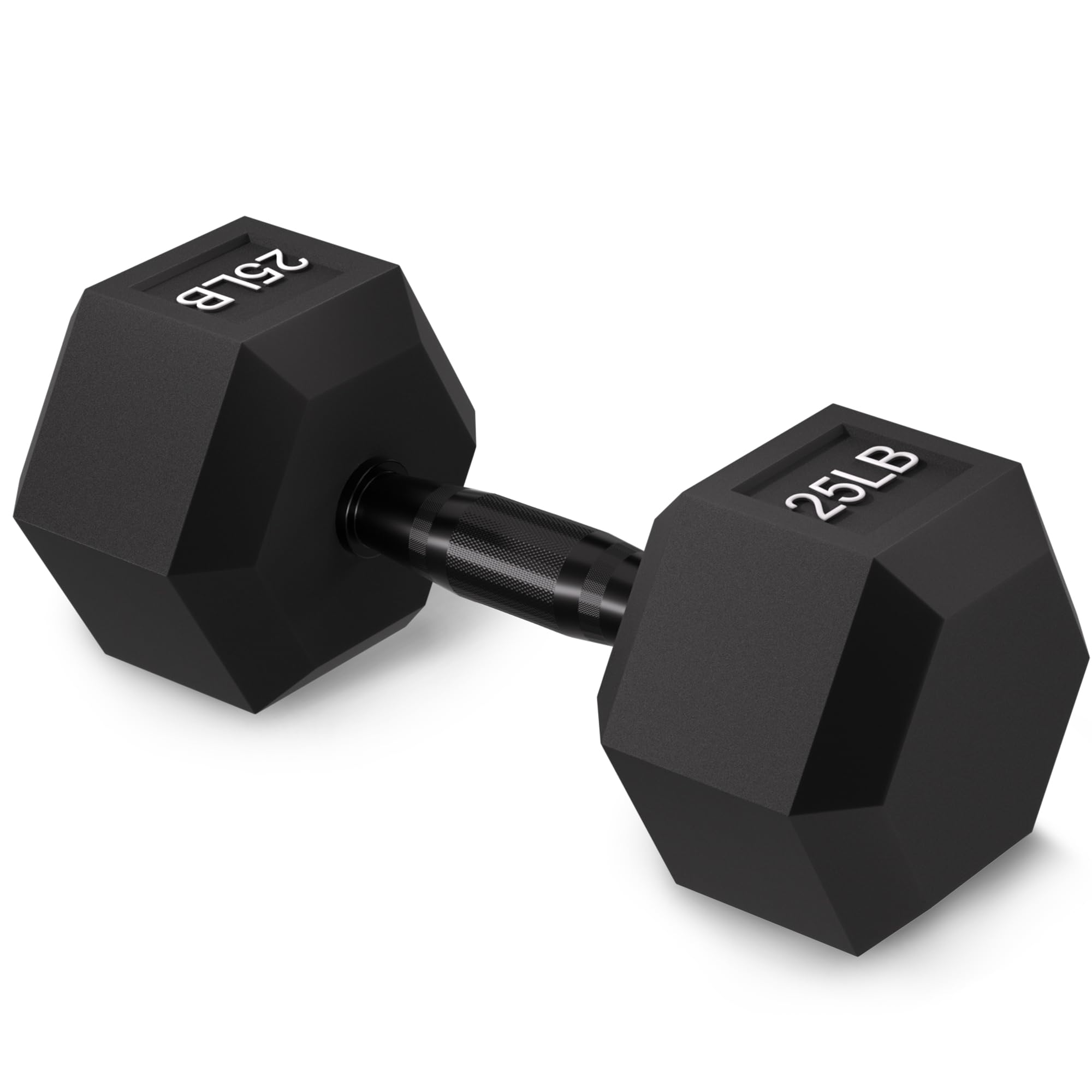 Fitvids Rubber Encased Exercise & Fitness Hex Dumbbell, Hand Weights with Anti-Slip Metal Handle for Home Gym, Multiple Sizes