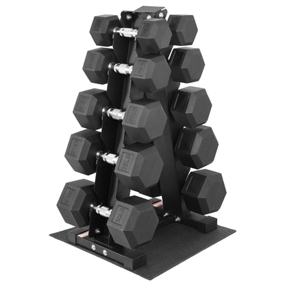 Fitvids Rubber Coated Hex Dumbbell Set with Storage Rack, 100/150/200/550 LB Hand Weight Set with Anti-Slip Grip for Home Gym