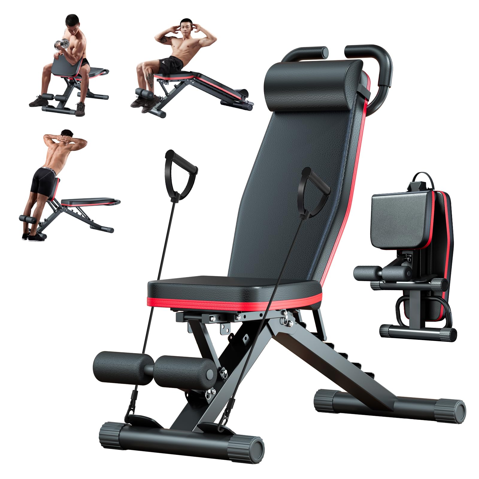 2026 1000LBS Adjustable Weight Bench, Multi-Functional Incline Decline Flat Bench Press, Foldable Full Body Dumbbell Workout Bench for Home Gym Weight Training, Sit Ups, Space-Saving Fitness Equipment
