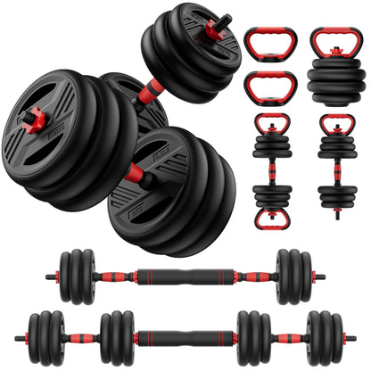 Adjustable Dumbbell Set, 20/30/45/70/90lbs Free Weight Set With Double Locknut, 5-in-1 Dumbbells Set Includes Barbell, Kettlebells, Push up Stand, Weight Plate, Fitness Exercise for Home Gym Suitable Men/Women