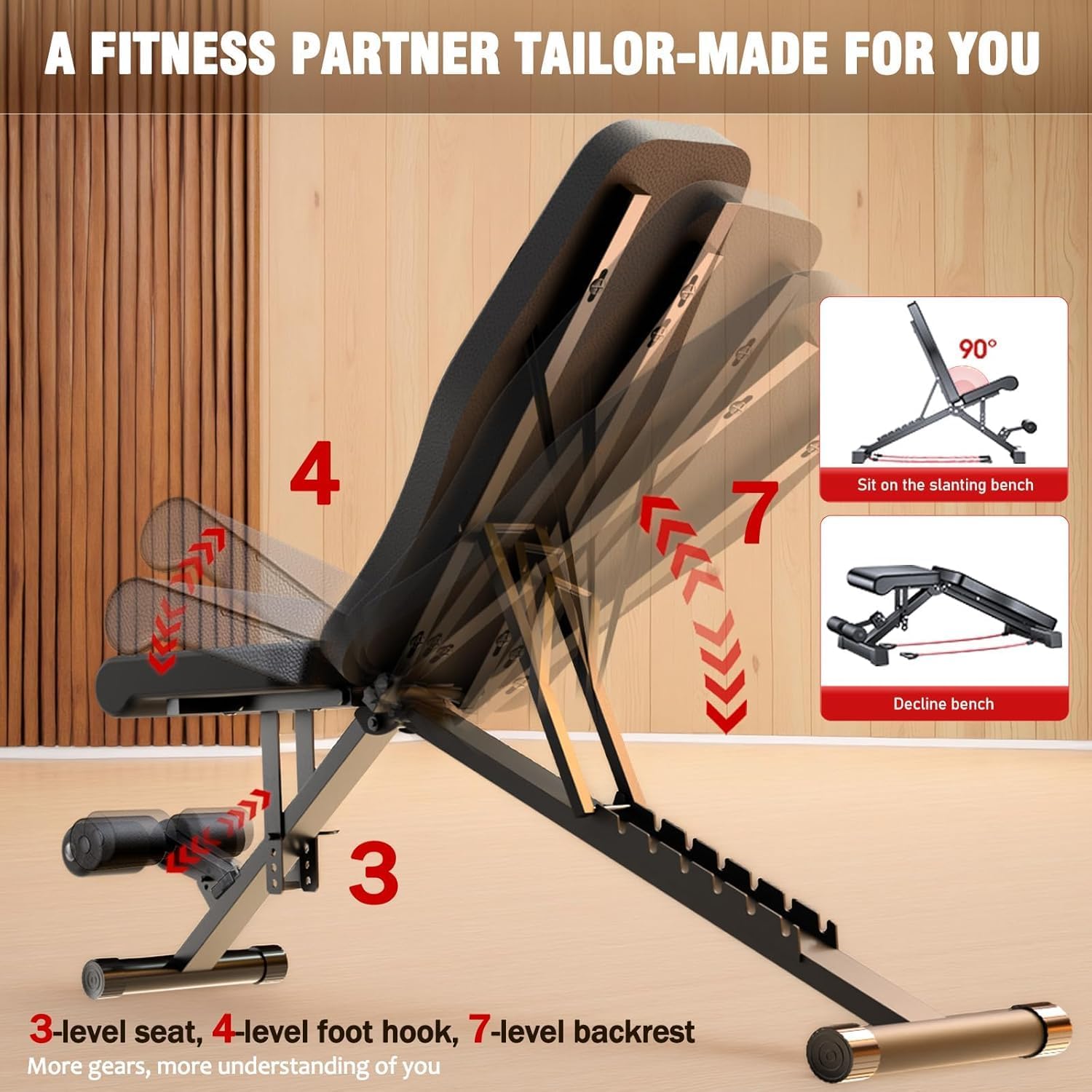 2026 1000LBS Adjustable Weight Bench, Multi-Functional Incline Decline Flat Bench Press, Foldable Full Body Dumbbell Workout Bench for Home Gym Weight Training, Sit Ups, Space-Saving Fitness Equipment