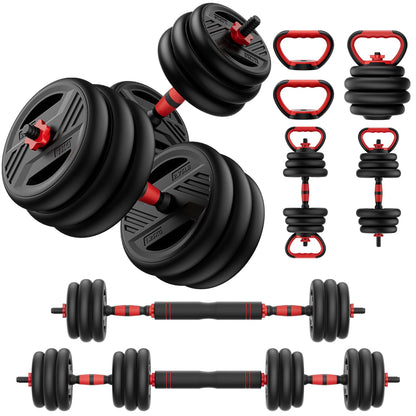 Adjustable Dumbbell Set, 20/30/45/70/90lbs Free Weight Set With Double Locknut, 5-in-1 Dumbbells Set Includes Barbell, Kettlebells, Push up Stand, Weight Plate, Fitness Exercise for Home Gym Suitable Men/Women