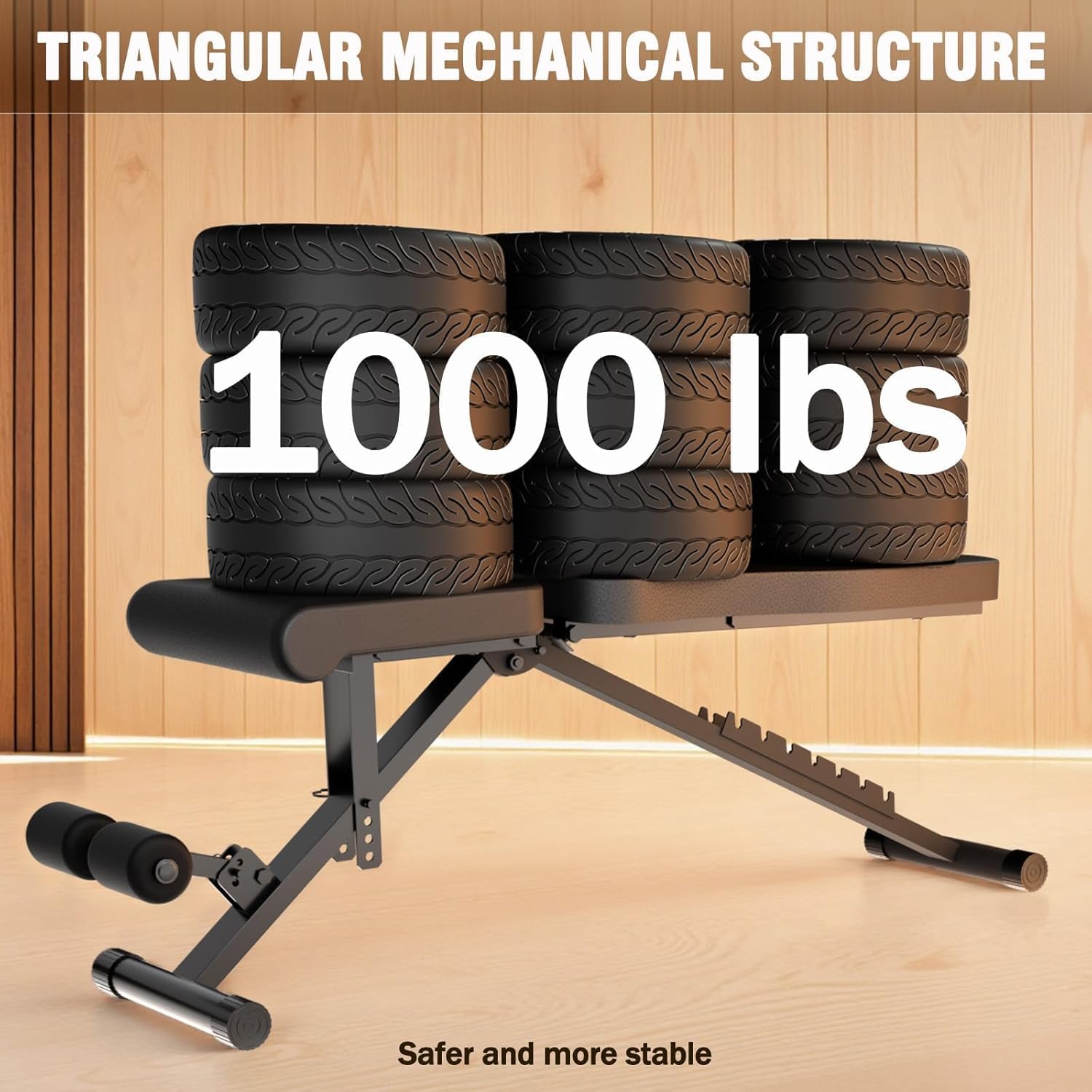 2026 1000LBS Adjustable Weight Bench, Multi-Functional Incline Decline Flat Bench Press, Foldable Full Body Dumbbell Workout Bench for Home Gym Weight Training, Sit Ups, Space-Saving Fitness Equipment