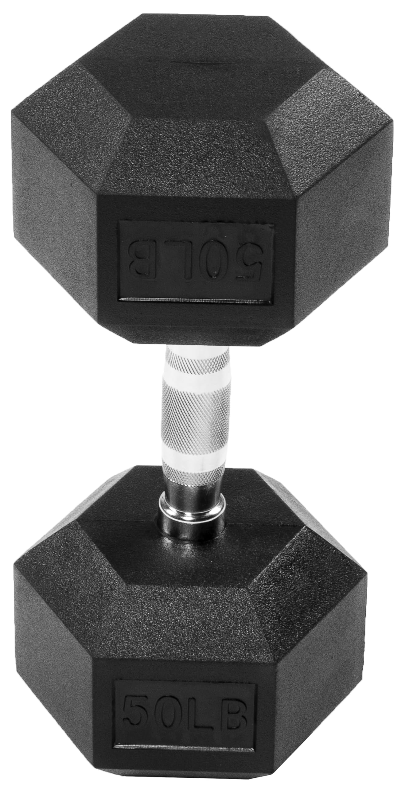 Fitvids Rubber Encased Exercise & Fitness Hex Dumbbell, Hand Weights with Anti-Slip Metal Handle for Home Gym, Multiple Sizes