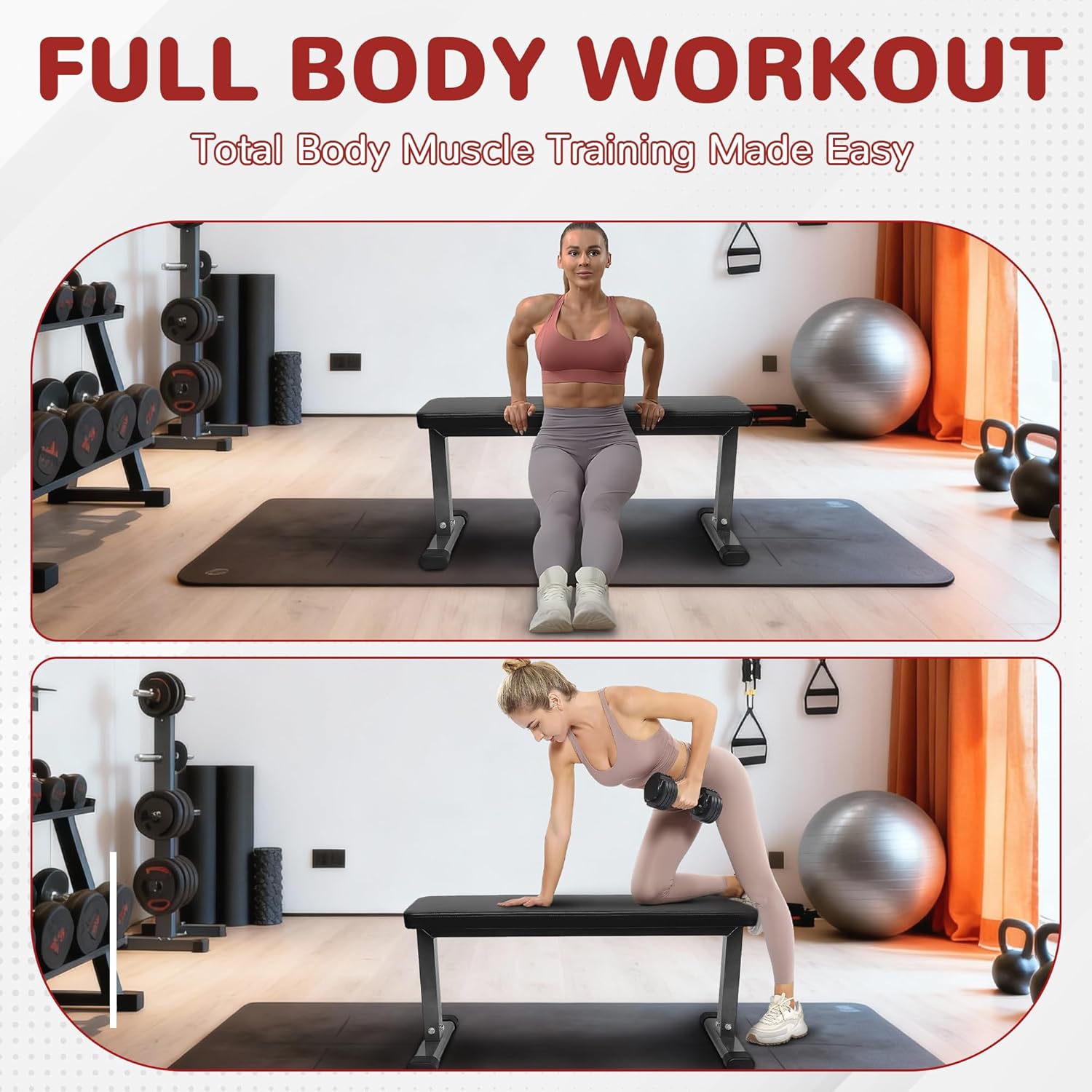 Fitvids Heavy Duty Adjustable and Foldable Utility Weight Bench for Upright, Incline, Decline, and Flat Exercise