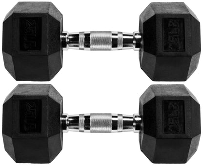 Fitvids Hex Dumbbells Rubber Coated Hand Weights for Exercises and Fitness Home Gym, 5-50 LB Pair