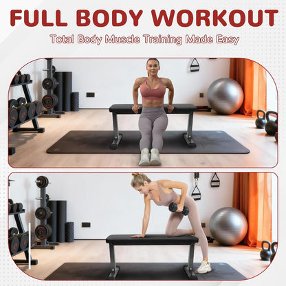 Fitvids Flat Weight Bench, Heavy Duty Flat Workout Bench for Home Gym Weight Training